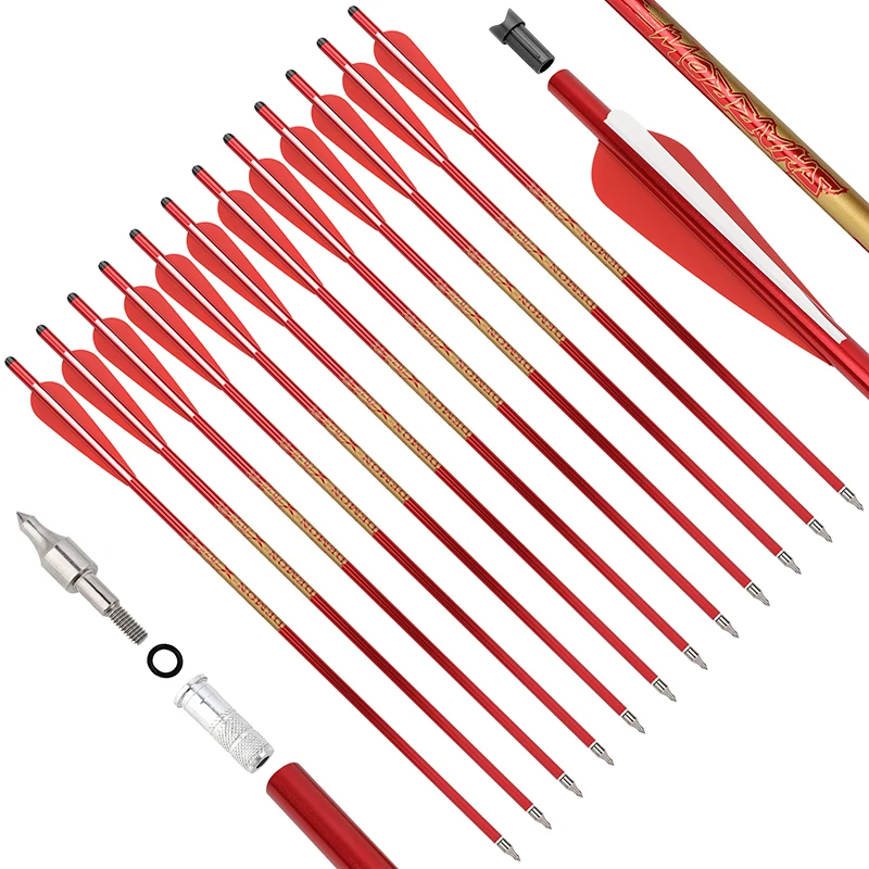 Premium Aluminum Crossbow Bolts - High Strength Arrows with 4 Feathers