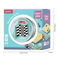 6.3 inch chess set, equipped with plastic film chessboard and portable metal box chessboard game, adult and child tabletop game 2