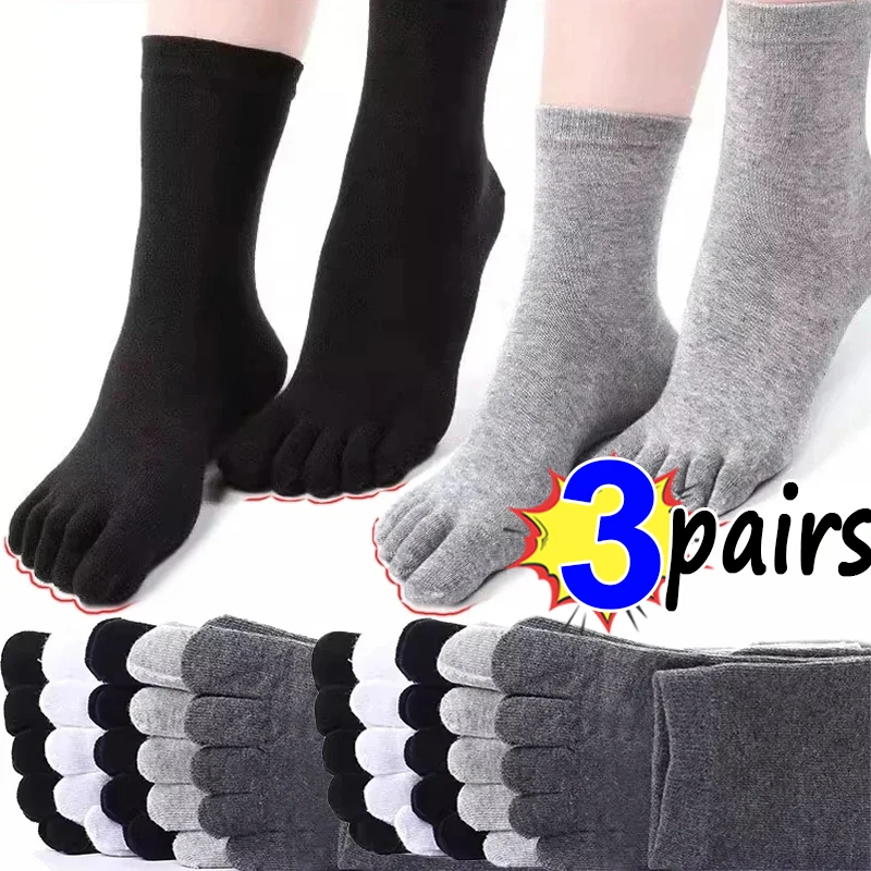 

Men's Solid Toe Long Socks Casual Cotton Separate Five Finger Socks Comfortable Middle Tube Stocking Sports Non-Slip Crew Socks