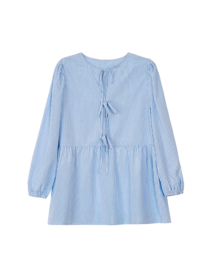 2025 Autumn New Arrivals Women's Casual Striped Shirt Tie-Front Long-Sleeved Loose-Fit Shirt For Everyday Wea