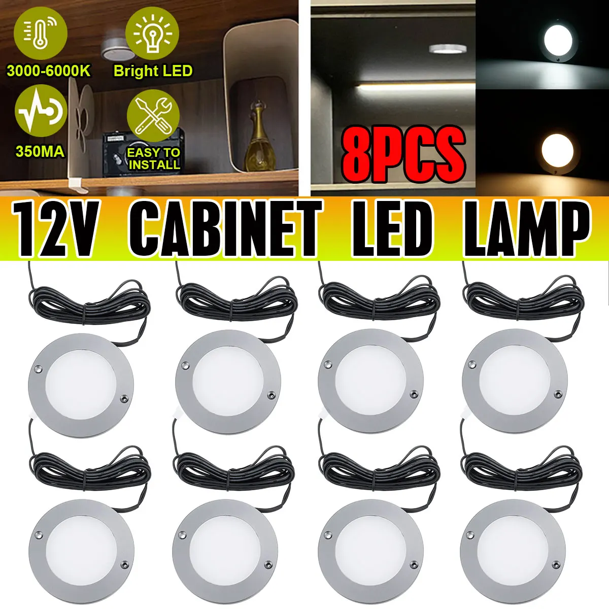 Luz LED redonda para techo Interior de coche, iluminación Interior de