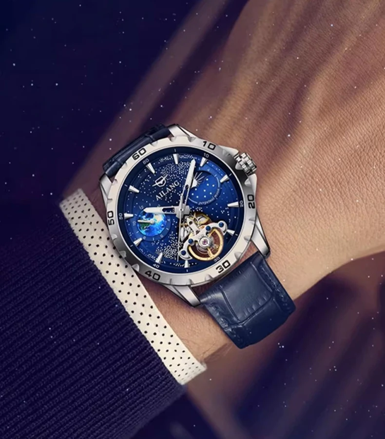 Mens es Top Luxury Waterproof Tourbillon for Man Skeleton Automatic Moon Phase Luminous Clock_voghion.com