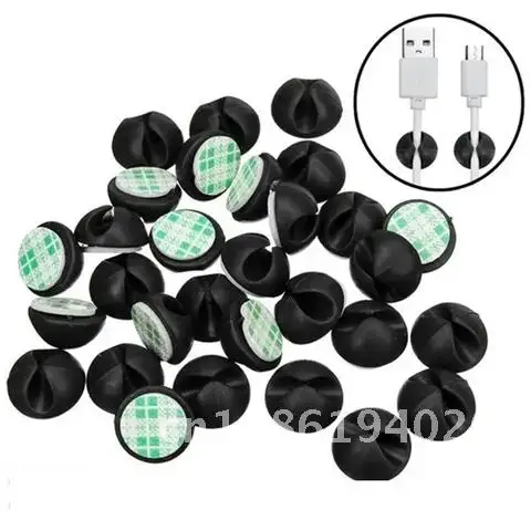 

10/20Pcs Round Wall Desk Car Multipurpose USB Wire Cord Cable Holder Clip Organizer Retainer Clamps Collation Management