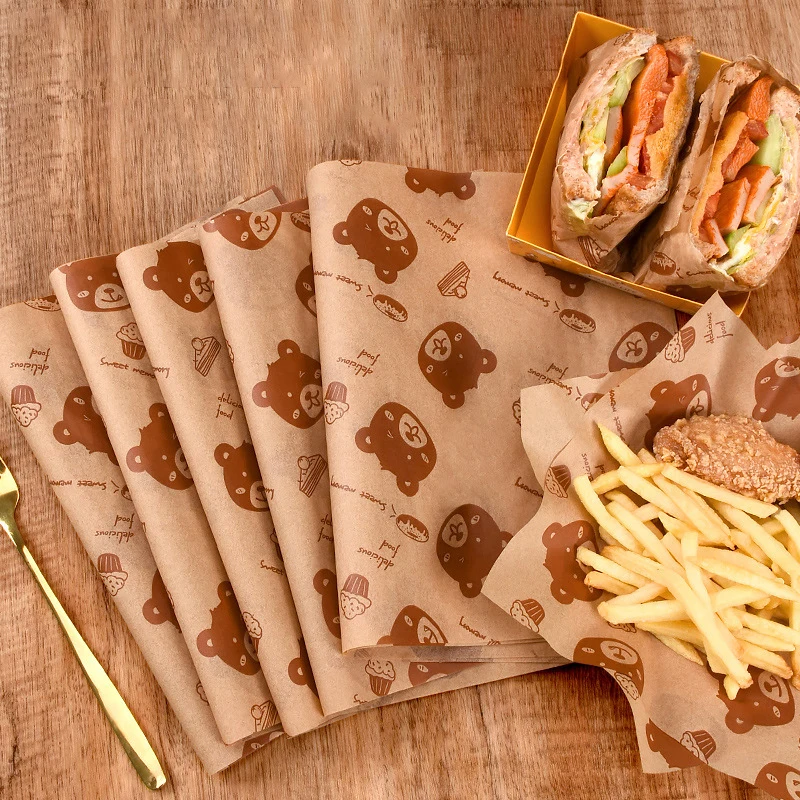 100 Pcs Papier Alimentaire Style Journal 20x30 Cm - Emballage Résistant à L'Huile Pour Sandwich, Frites, Hamburger