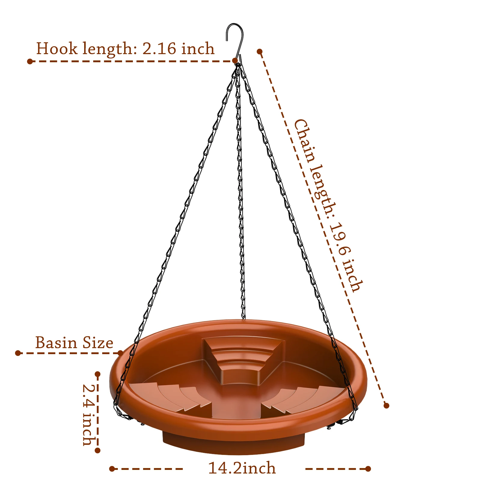 Bird Bath Supplies Bird Feeder Decoration Outdoor Bird Drinking Bird Feeder Tray with Hook and Chain