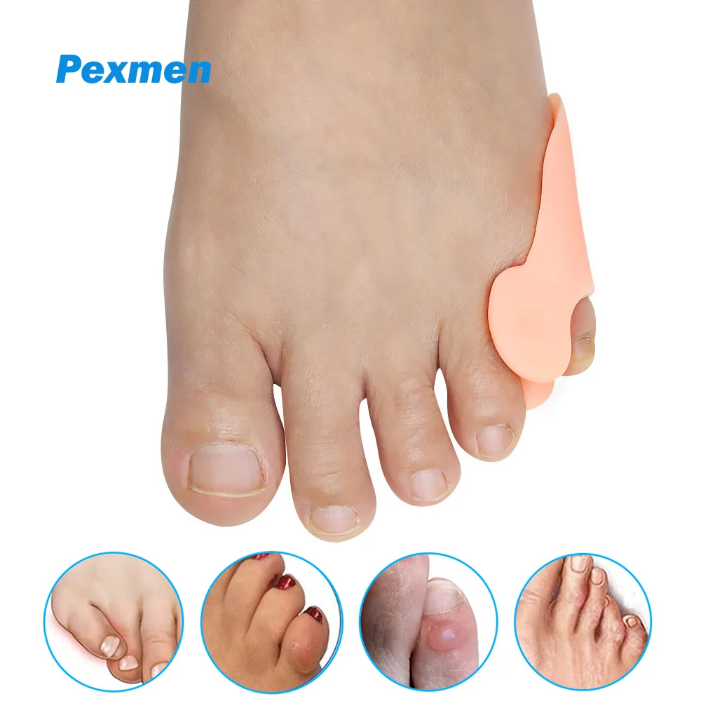 

Pexmen 2Pcs Gel Pinky Toe Separator Tailor's Bunion Corrector Bunionette Pads Little Toe Protector for Corns Callus and Blisters