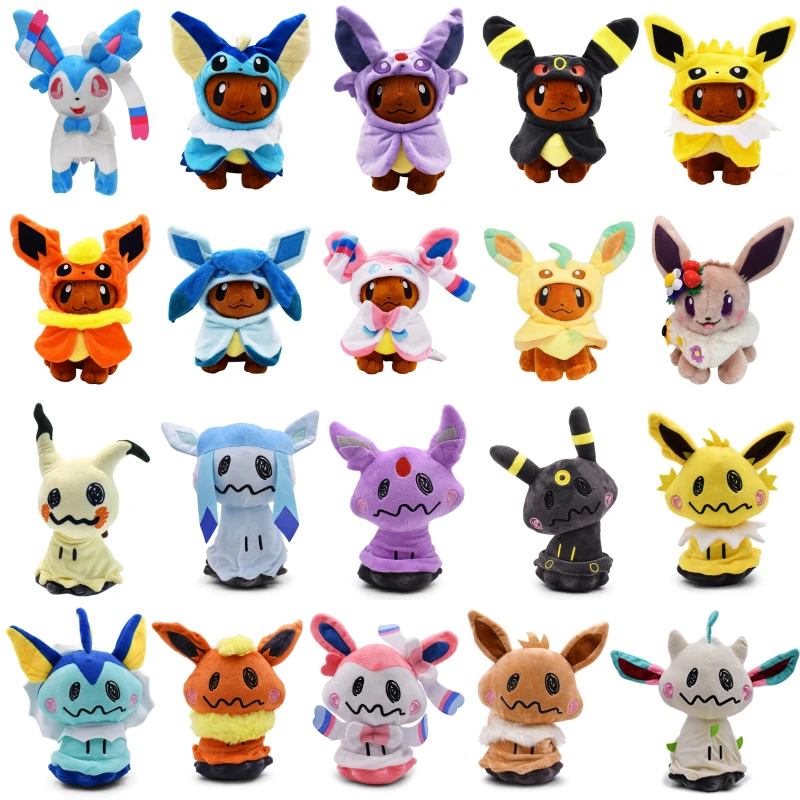Kawaii Pokemon Mimikyu Eevee Cos Espeon Sylveon Umbreon Vaporeon Leafeon Peluche Cute Glaceon Jolteon Flarreon Peluche Doll