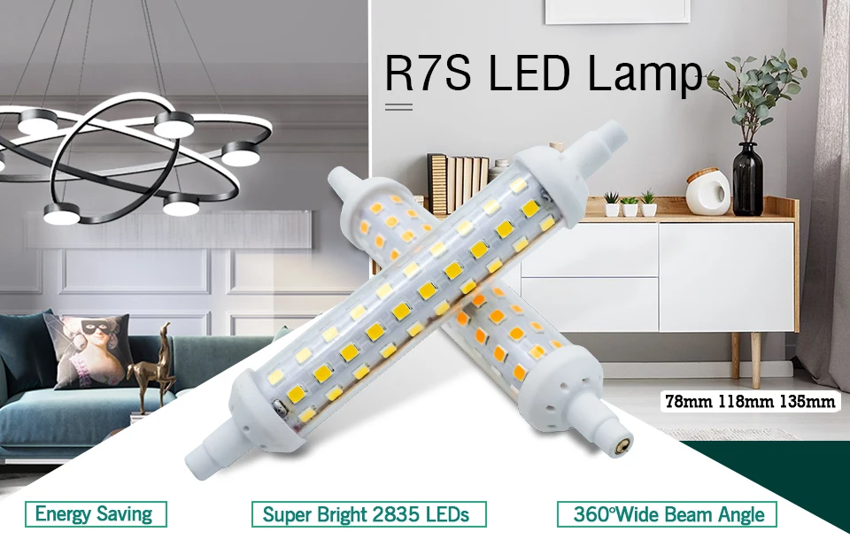 Description Picture 2 of itemR7S LED Ceramics Tube SMD 2835 Bulb 78MM 118MM 135MM High Power R7s Corn Lamp J78 J118 J135 Replace Halogen Light 220V Lampadas