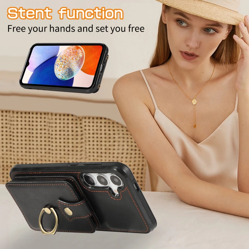 Sleek Crossbody Leather Wallet Phone Case
