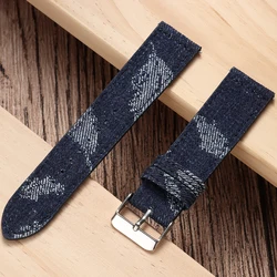 Vintage Denim Canvas Watchband with Quick Release - Sporty Unisex Design - 22mm (Dark Blue)