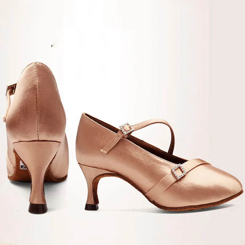 Women Professional Satin Standard Ballroom Party Modern Latin Dance Shoe Prom Waltz Tango Dancing Heels Closed Toe Salsa Shoes 6