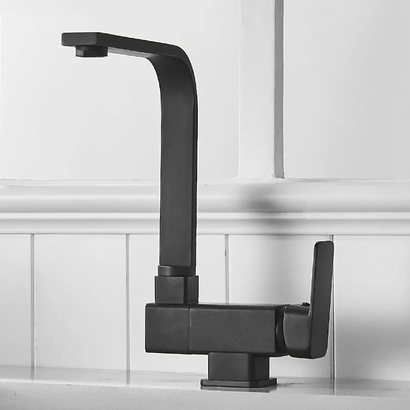 

Black Brass Rotatable faucet Kitchen Faucets Hot and Cold Water Faucet Under Window Creative Folding Basins Short Tap