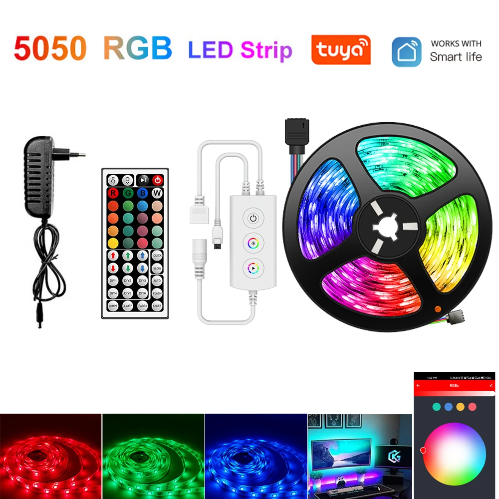 

Светодиодная лента Tuya Smart Life с поддержкой Wi-Fi, RGB, 5050, длина 1-10 м
