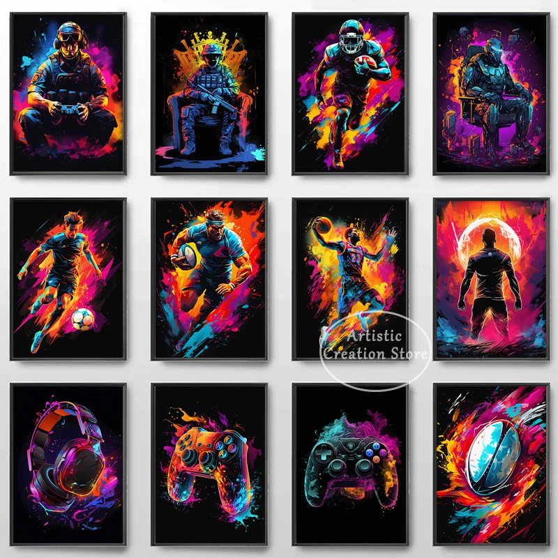Modern Gaming Murales Abstract Football Americano Canvas Painting Stampe Wall Picture Living Room Gaming Room Decoration