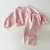 Girls Korean version Spring New Long Sleeve Clothes Set Baby Girls Bow patchwork pure cotton Casual 2pcs Suit Kids Sports Outfit 3