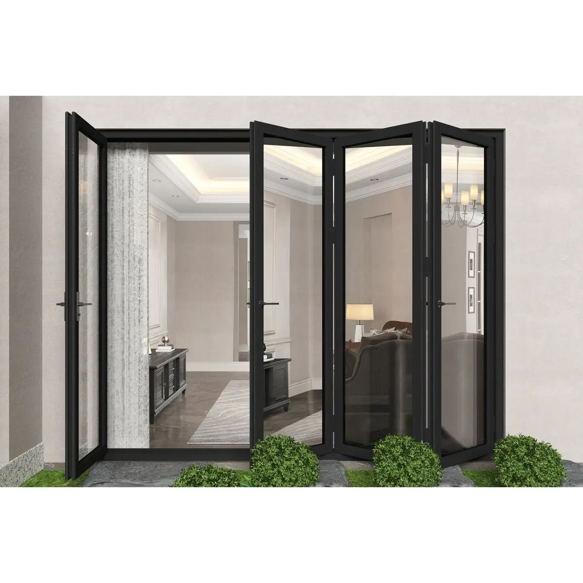 DN Modern Aluminum Folding Door High Strength Aluminum Alloy Rust Proof and Durable Perfect for Home Office Balcony Bifold Doors