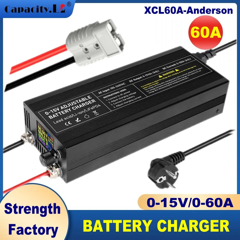 12V100A Car Powerful Battery Charger 60a 80A Lithium LiFePO4 Charger Batteries12.6V14.6V 20A 50a Fast High Adapte Display