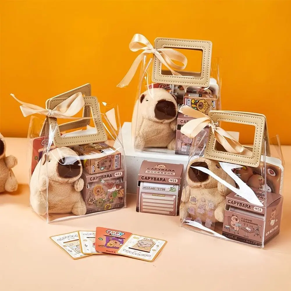 Pendants Capybara Stationery Set Final Prizes with Handbag Pen Stickers Notebook Kawaii Stationery Gift Bag for Students