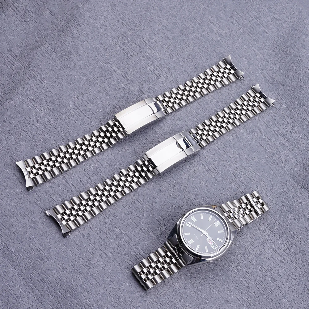 19Mm Sliver Hollow Curve End Solid Screw Links Cinturino Per Orologio Jubilee Strap Per Seiko 5 Muslimex Snxs75 Snxs77 Muslimex Snx79J1