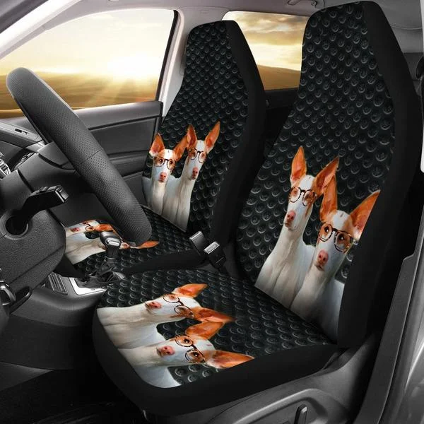 

2pcs Ibizan Hound Dog On Black Print Car Seat Covers