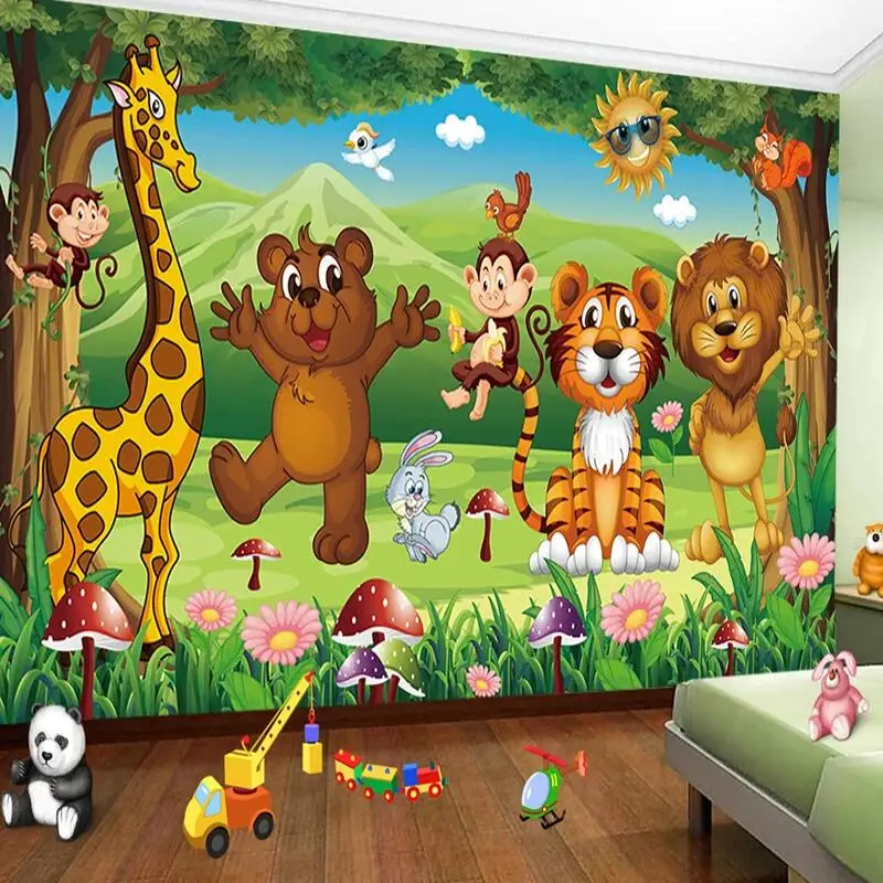 Custom HD Animal Cartoon Children's Room Photo Wall Murals Wallpaper Living Room Kids Bedroom Eco-Friendly Mural Wallpaper 3 D