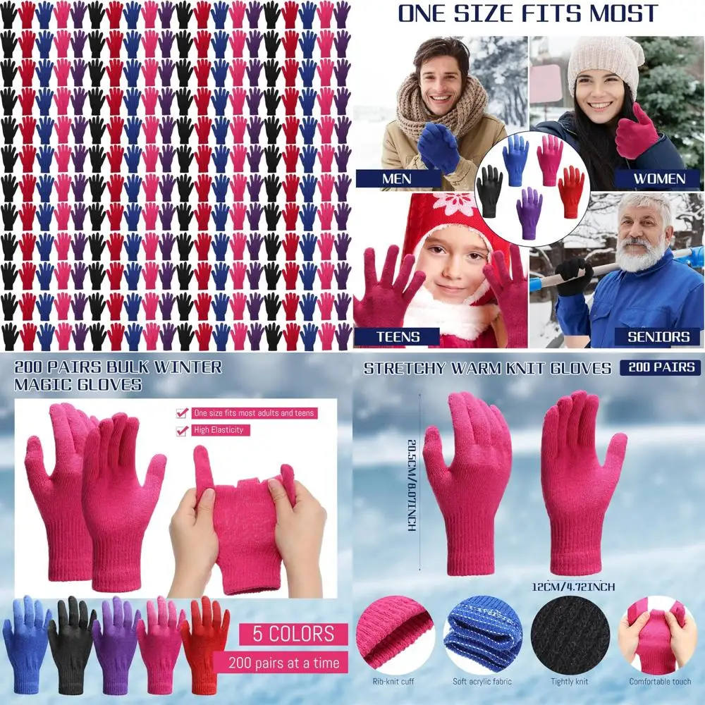 Bulk Winter Knit Gloves for Men and Women 1