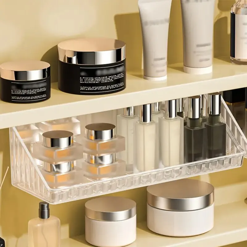 Wall Mounted Storage Rack 1pc Wall Mounted Storage Rack Transparent Plastic Shelves for Lipstick Cosmetics and More Punch-Free Bathroom Accessories