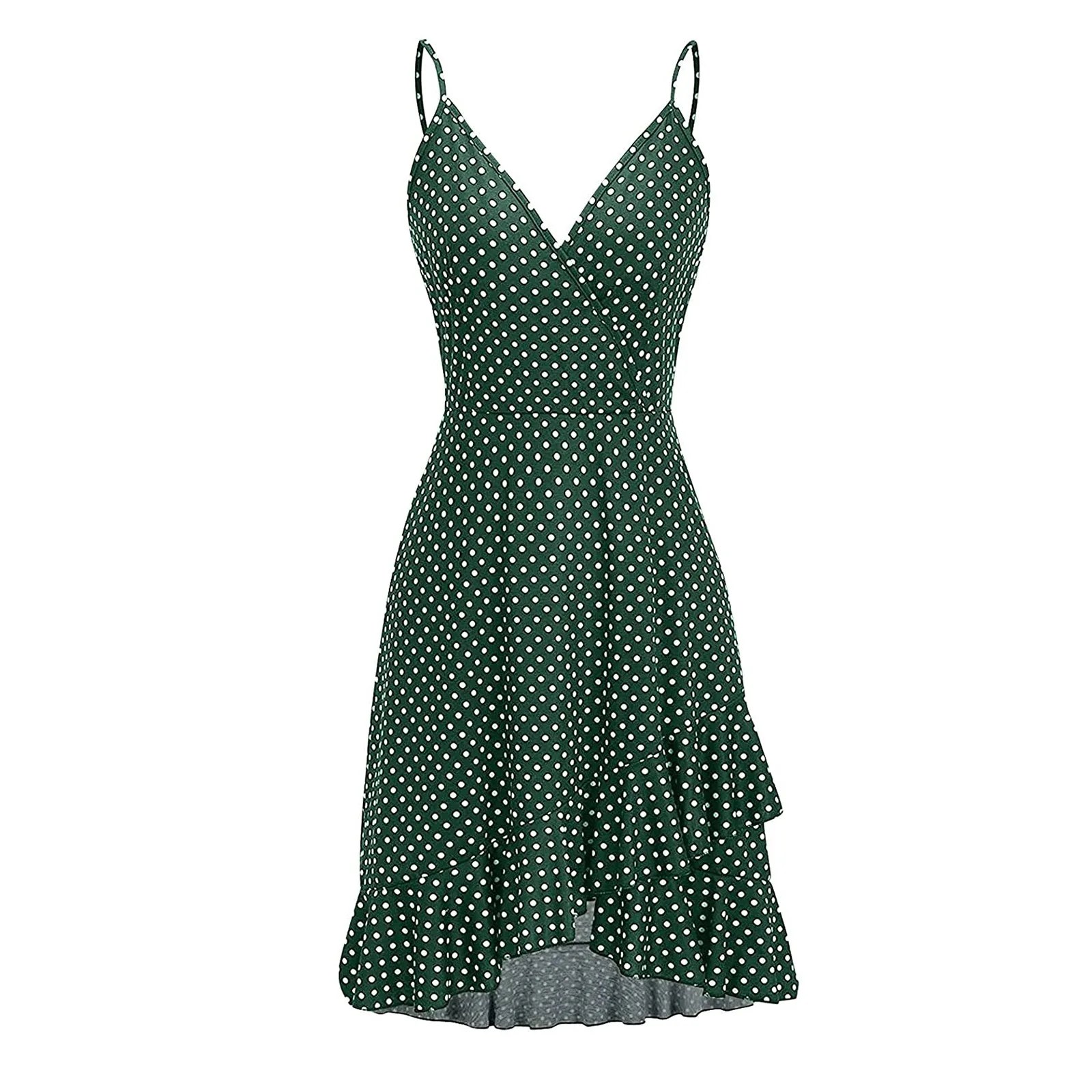 

Мини-платье в горошек с открытой спиной и оборками