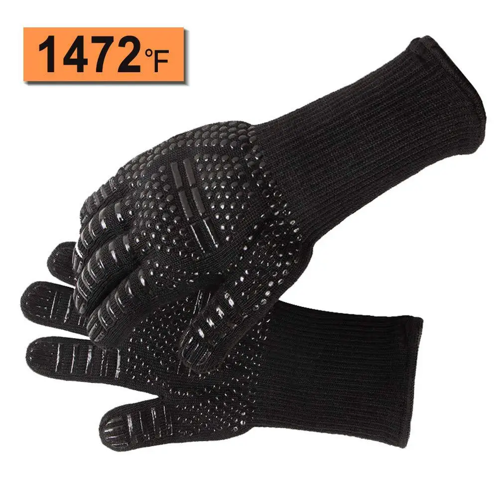 BBQ Oven Gloves 800 Degrees Fireproof Heat Resistant Gloves Silicone Oven Mitts Barbecue Heat Lnsulation Microwave