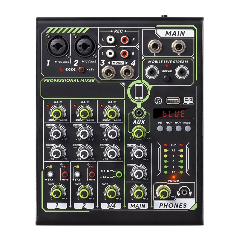 Live Sound Card Mixer Console PL4 PRO 4 Channel DSP Effects Professional With Bluetooth USB Interface For Music Lover Durable