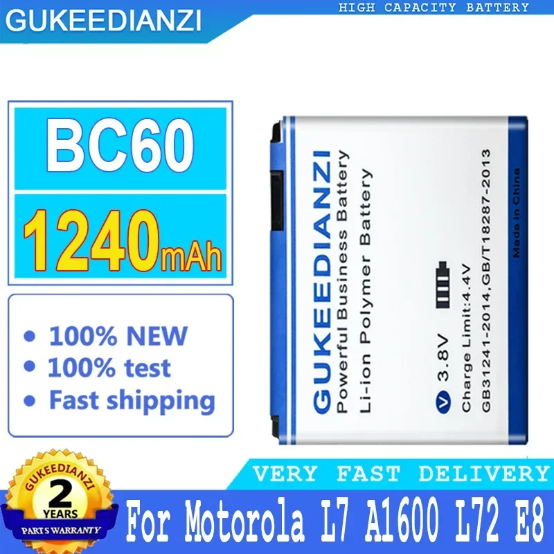 Sostituzione Bc60 Bc 60 1240Mah Batteria Del Telefono Cellulare Per Batterie Smartphon Motorola C261 L72 Em30 L7 A1600 E8 L71