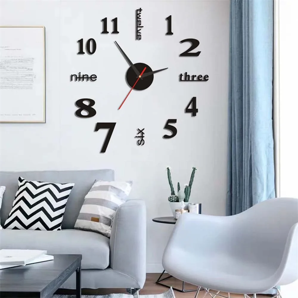 DIY Digital Wall Clock 3D Luminous Frameless Acrylic Clock Wall Stickers Mute for Living Room Bedroom Office Decor wall clock 3d wall clock led digital clock 3d number wall clock