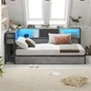 Corner Bed Frame with Storage Bookcase, Twin Daybed with Storage Drawers Underneath, Kids Bed Unit with Charging Station 2