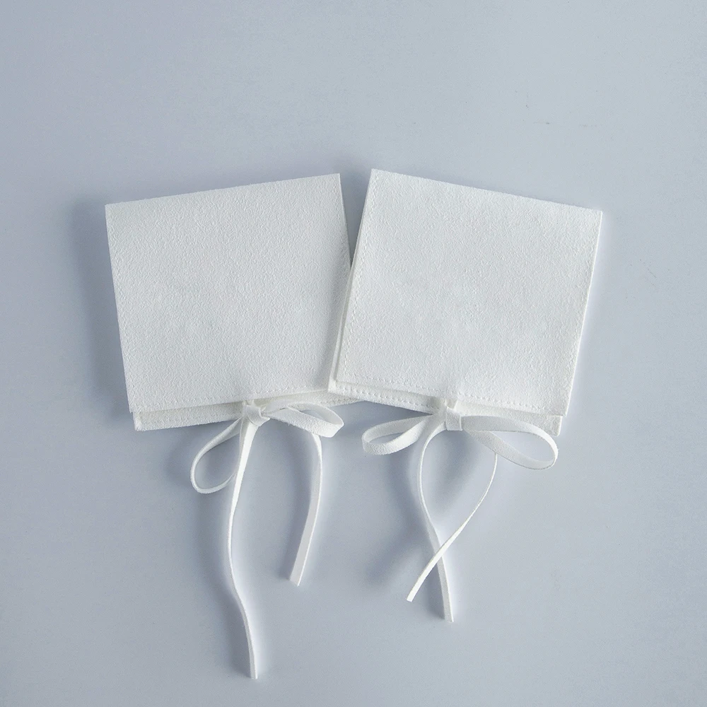 

Jewelry Pouches White Microfiber Small Jewellry Bag Party Wedding Christmas Gift Organizer Packaging bag For Bracelet Ring Tarot