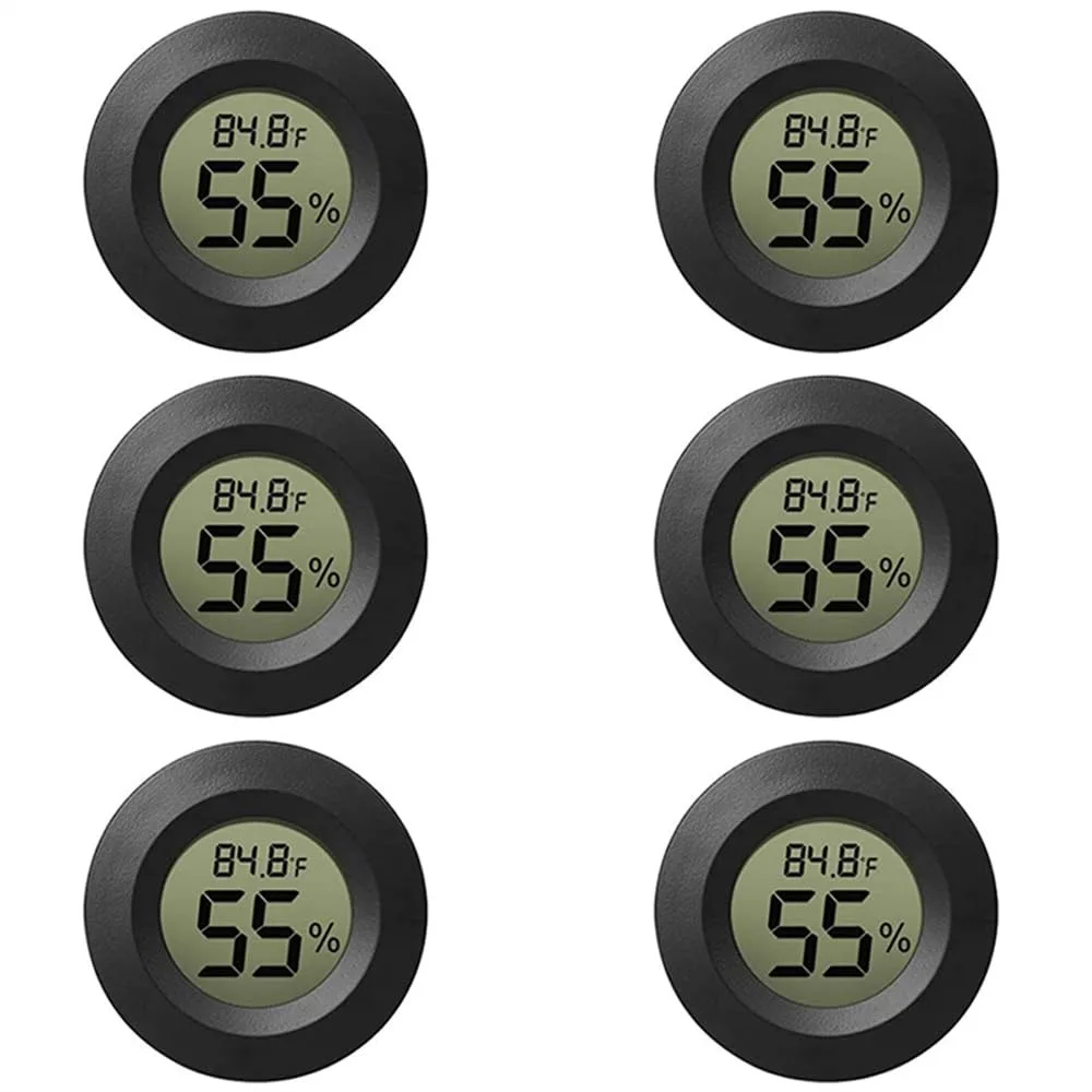 6-Pack Mini Digital Thermometer Humidity Monitor Indoor Outdoor with Fahrenheit/Celsius for Home Greenhouse Reptile