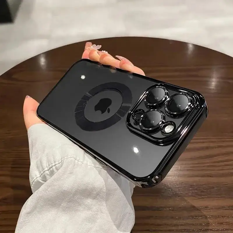 thumbnail image 1 of Luxury Plating Full Lens Protect Case For IPhone 15 14 13 12 11 Pro Max XS Max X XR 8 7 Plus SE 2020 Transparent Antiskid Cover, 1 of 5
