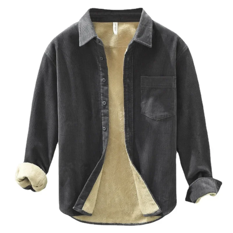 

Новинка 2023, осенне-зимняя рубашка с длинным рукавом и бархатной подкладкой, модный Свободный универсальный топ, японская Повседневная теплая рубашка
