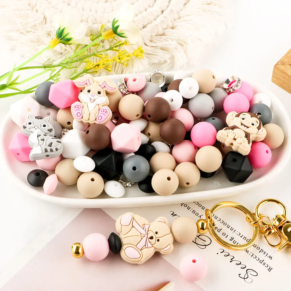 Kovict-Ensemble de perles focales en silicone, lentilles rondes, porte-clés bricolage, bracelet et collier, accessoires pour bijoux exécutifs
