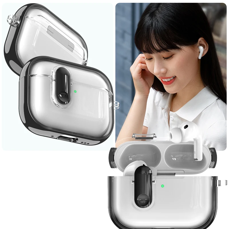 Transparent Electroplated Shockproof Earphone Case - Stylish Protective Cover