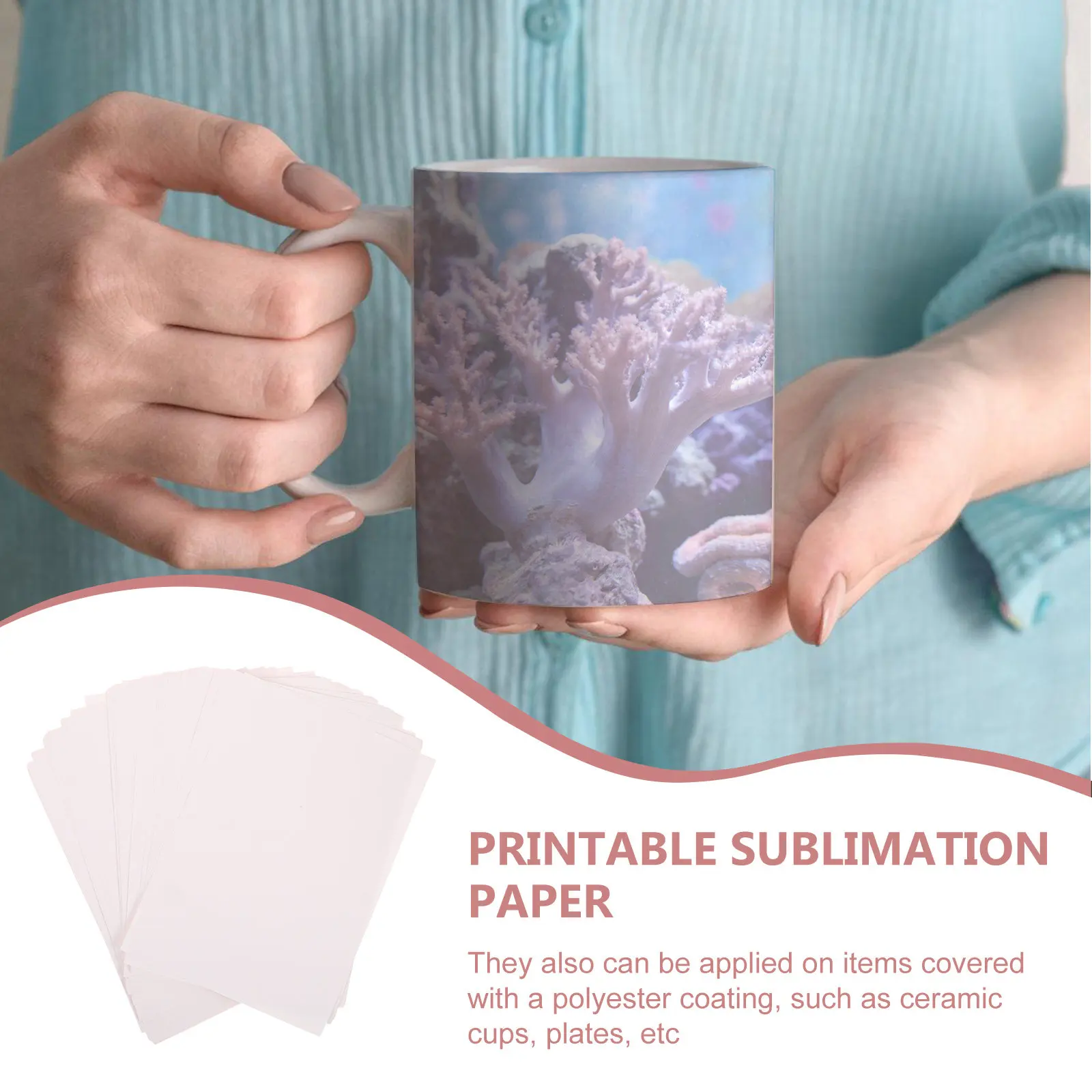 100개 티셔츠 전사지, 비면 원단, 세라믹 타일, 접시, 핸드백용 승화 열 프레스 전사 시트