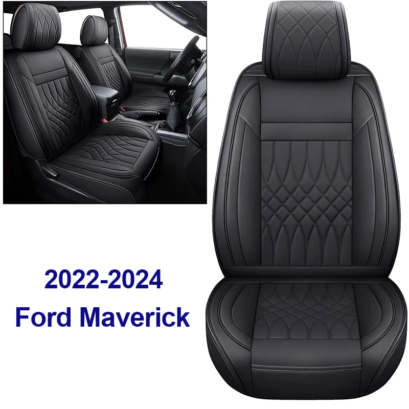 

Seat Covers Full Set Durable Waterproof Leather for Pickup Truck Fit for Ford Maverick 2022 to 2024