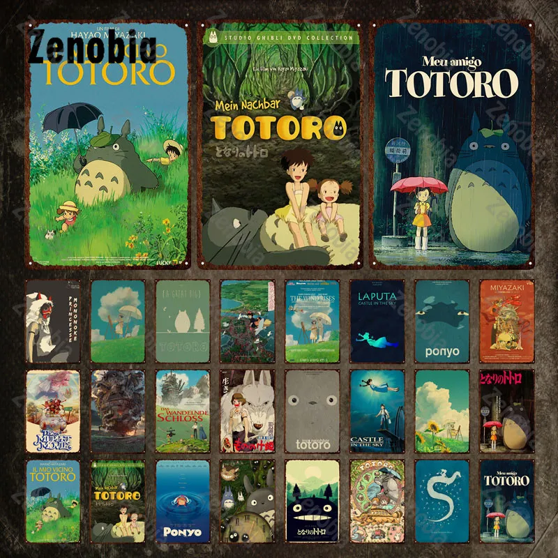 

Classic Japanese Animated Movie Metal Signs Totoro Tin Signs Wall Art Iron Paintings Vintage Cartoon Plaque Tin Plate Home Decor
