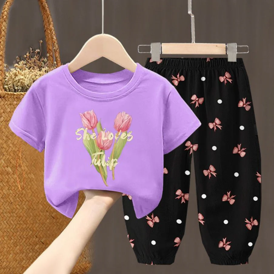 Chic Summer Set: Cute Fashion T-shirt & Pants