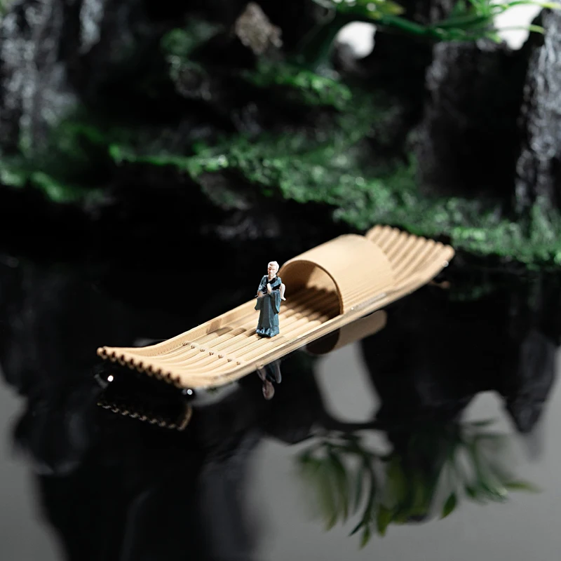 Mini 3D Floating Boat Bamboo Raft Fish Tank Bonsai Art Crafts Micro Landscape Ornaments Creative Aquarium Decor Accessories S7d96e7016b0845fea2e7233d61b49ccdv