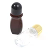 Amber 50ml empty glass roll-on deodorant bottles with Plastic Roller Ball 2