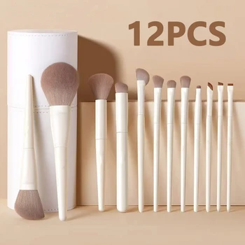 Set di 12 Pennelli per Trucco: Pennelli per Fondotinta, Correttore, Cipria, Ombretto, Blush, Kabuki e Pennelli per Sfumatura - Strumenti Cosmetici per il Viso