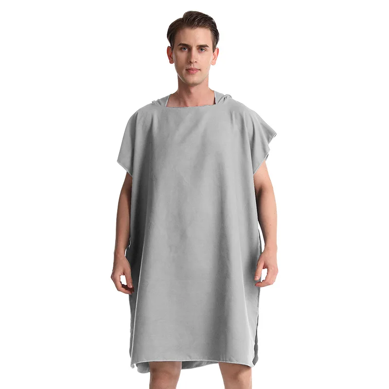 

Microfiber Poncho Towel Surf Beach Wetsuit Changing Bath Robe with Hood Watersports Activities Adults Men Women