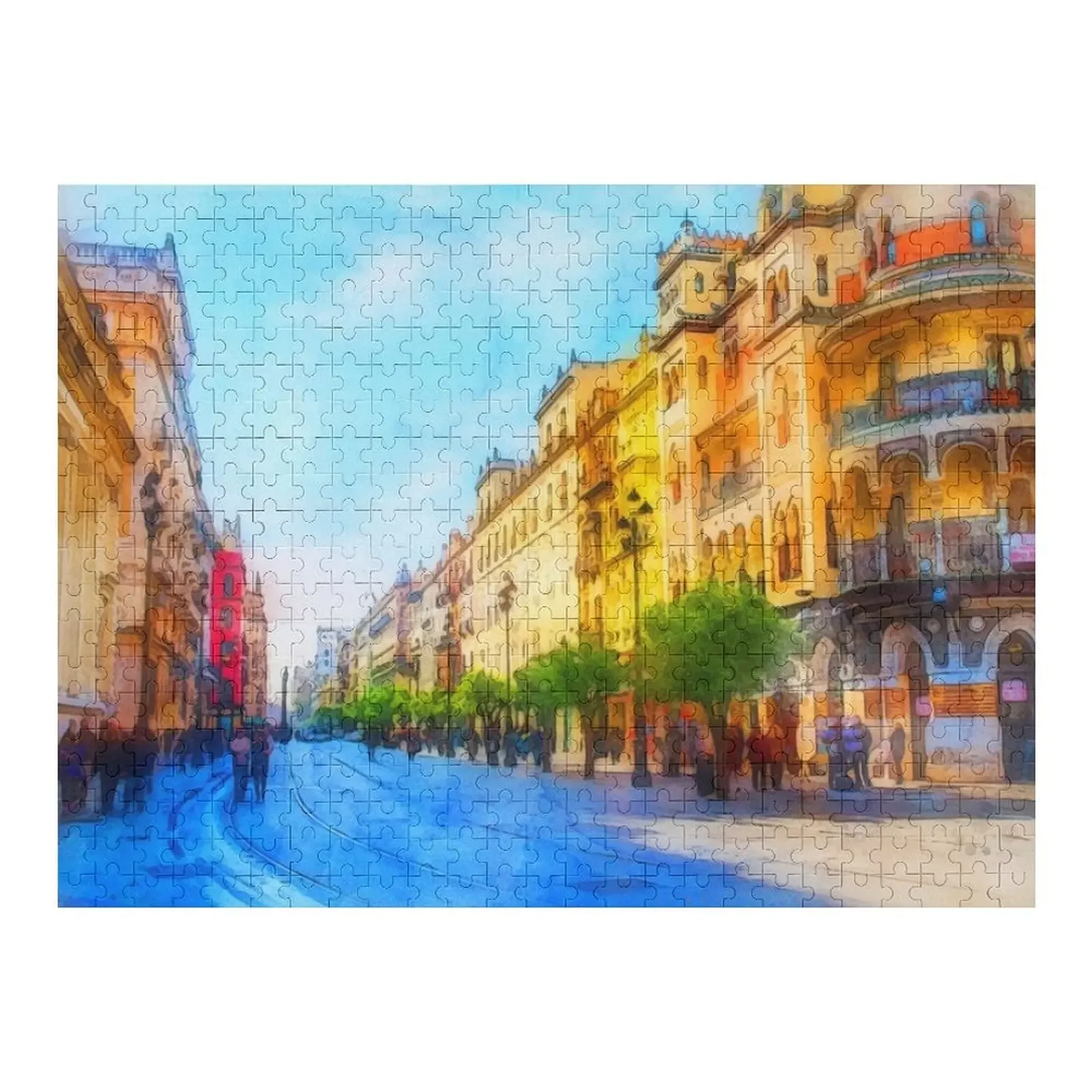 Seville, Avenida Constitucion - Watercolor Jigsaw Puzzle Toddler Toys Photo Personalized Gifts Puzzle
