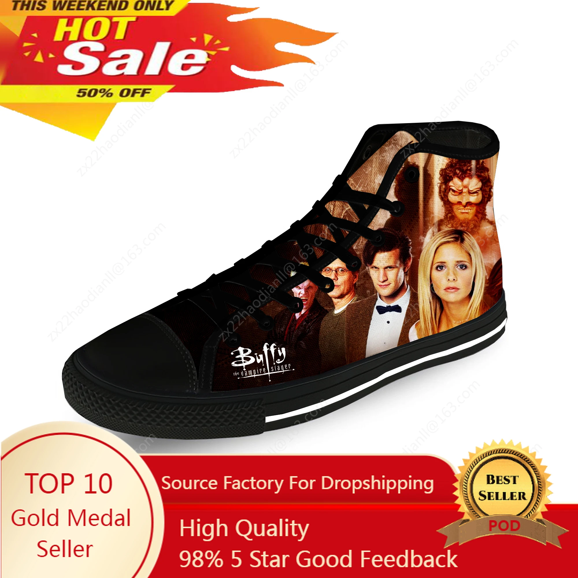 

Buffy The Vampire Slayer TV Show Casual Cloth Fashion 3D Print High Top Canvas Shoes Men Women Lightweight Breathable Sneakers