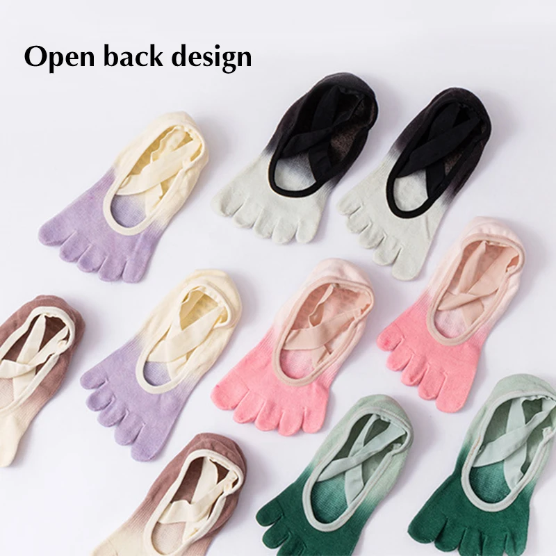 Calzini Da Donna Yoga Toe Gradient Antiscivolo Calzini Da Pilates A Cinque Dita Quick Dry Grip Fitness Dance Training Toe Socks For Girls